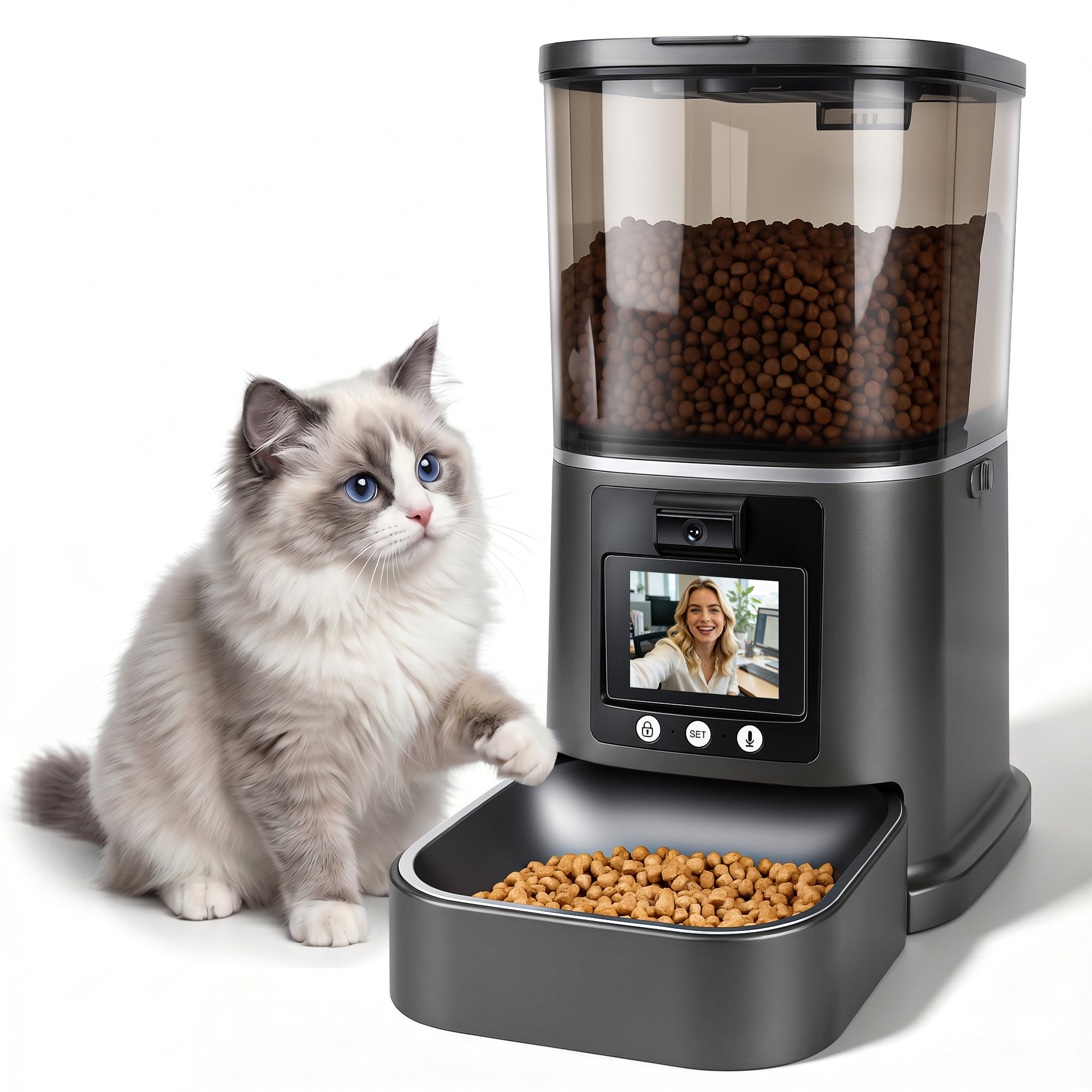 Smart Automatic Pet Feeder with 1080P Camera | App Control & Two-Way Audio