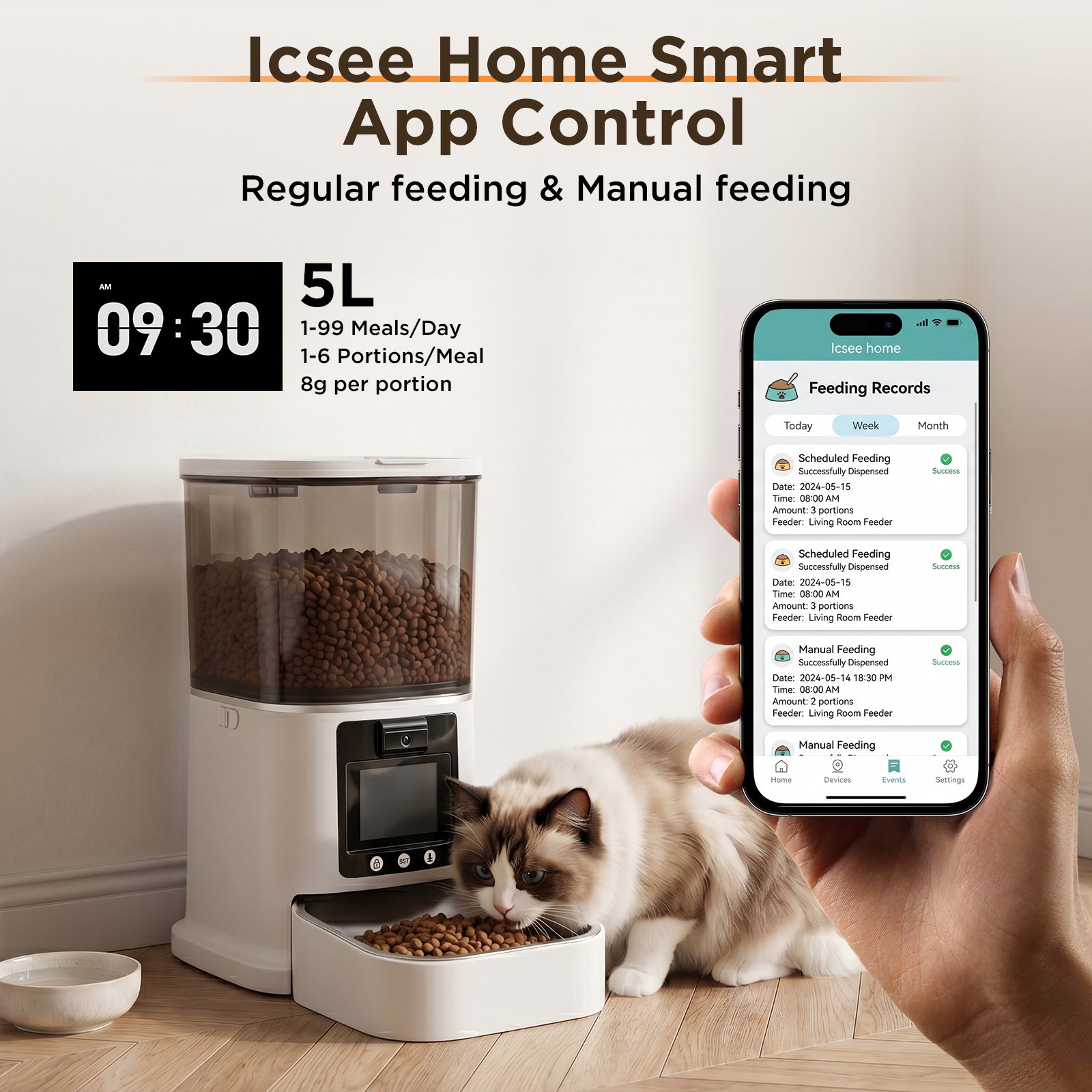 Smart Automatic Pet Feeder with 1080P Camera | App Control & Two-Way Audio