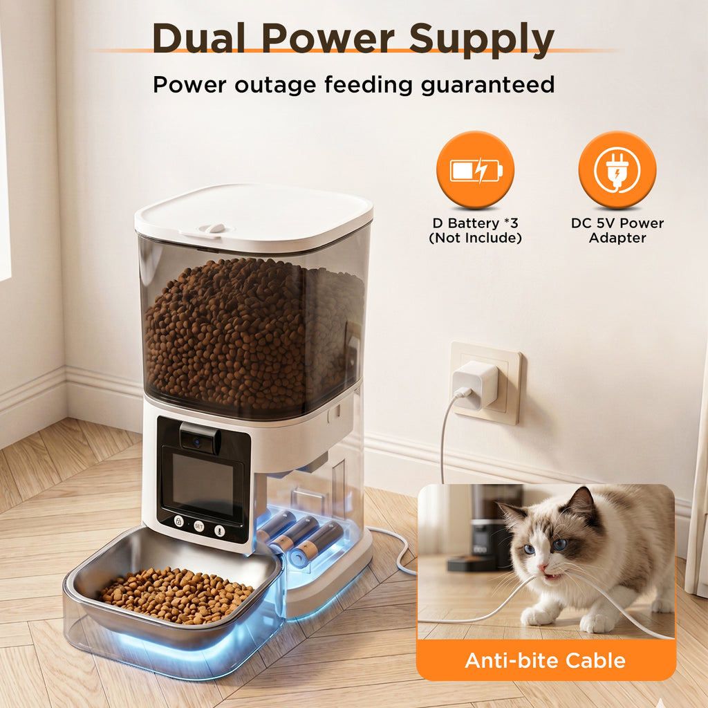 Smart Automatic Pet Feeder with 1080P Camera | App Control & Two-Way Audio