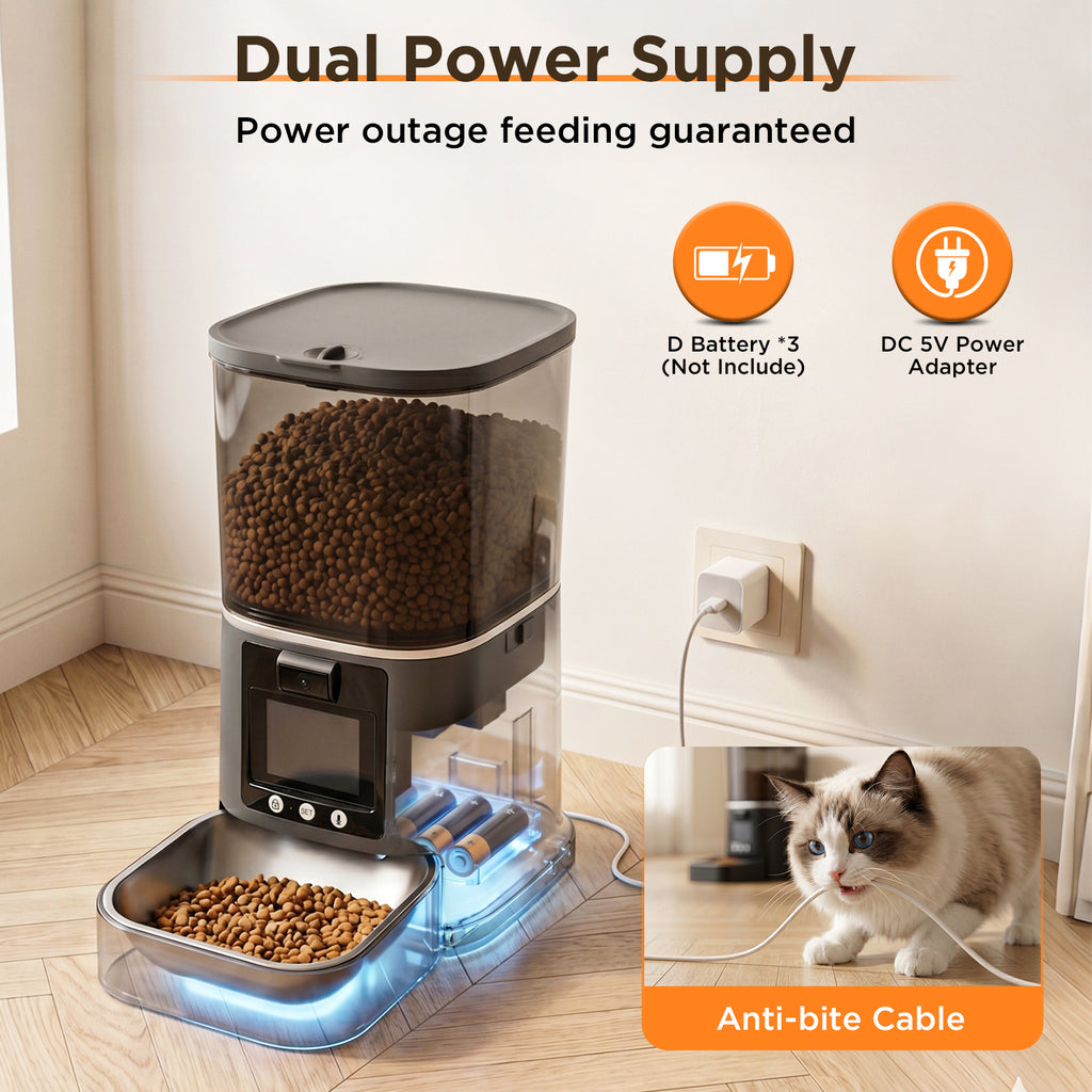 Smart Automatic Pet Feeder with 1080P Camera | App Control & Two-Way Audio