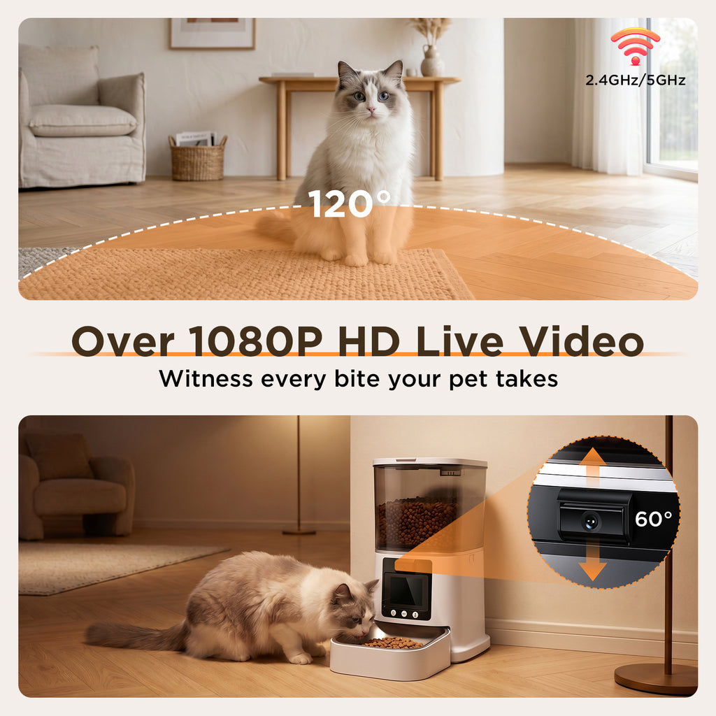 Smart Automatic Pet Feeder with 1080P Camera | App Control & Two-Way Audio